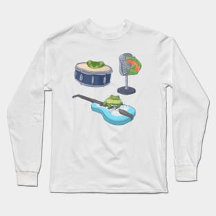 Frog Band - Frog Friends Stickers- Band Kid - Drummer Singer Guitar Player Sticker Long Sleeve T-Shirt